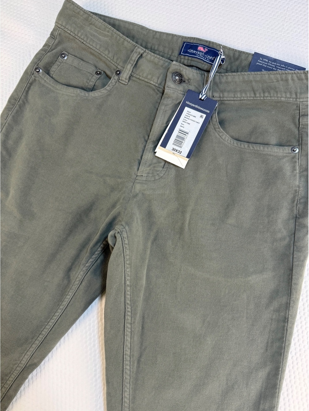 Vineyard Vines Men’s 30x32 Brushed 5 Pocket Pants Gray Pine New Preppy